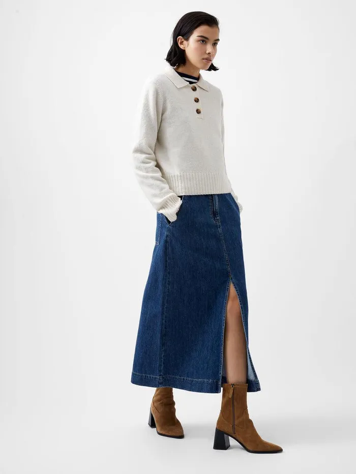 French Connection Jumpers and Cardigans Woman Vhari Recycled Long Sleeve Button Up Jumper Oatmeal Mel