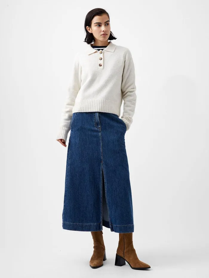 French Connection Jumpers and Cardigans Woman Vhari Recycled Long Sleeve Button Up Jumper Oatmeal Mel