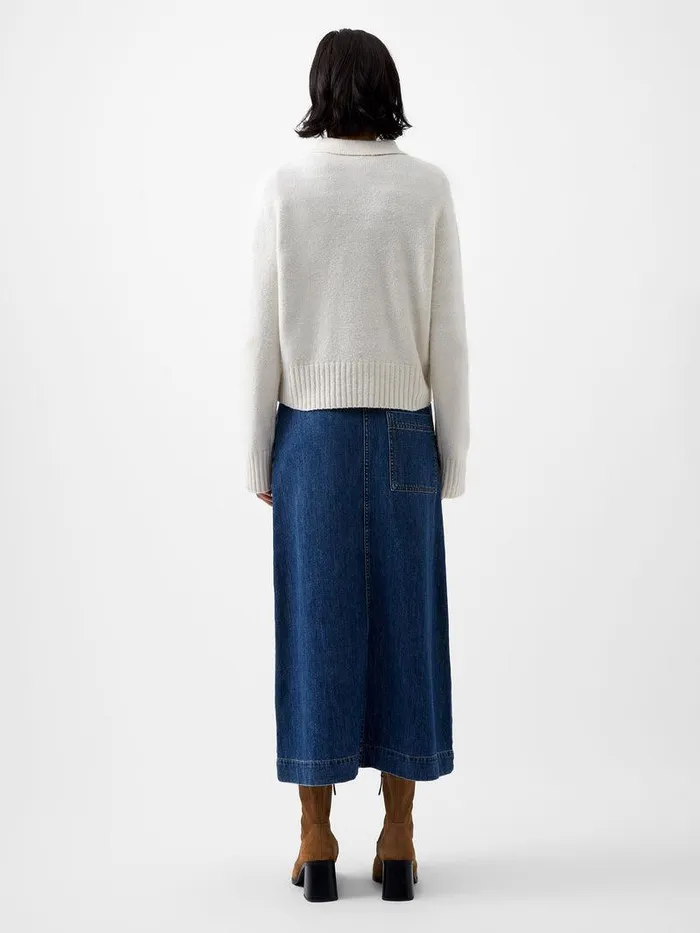 French Connection Jumpers and Cardigans Woman Vhari Recycled Long Sleeve Button Up Jumper Oatmeal Mel
