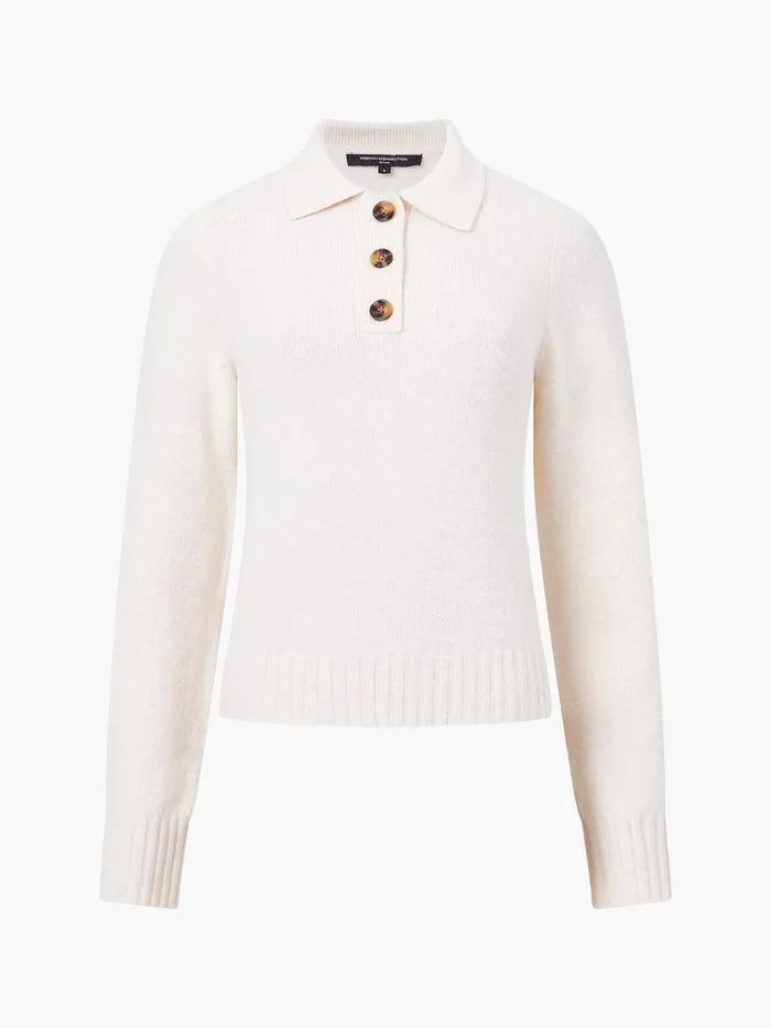 French Connection Jumpers and Cardigans Woman Vhari Recycled Long Sleeve Button Up Jumper Oatmeal Mel