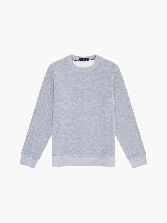 French Connection Knitwear Man Textured Crew Sweatshirt Grey