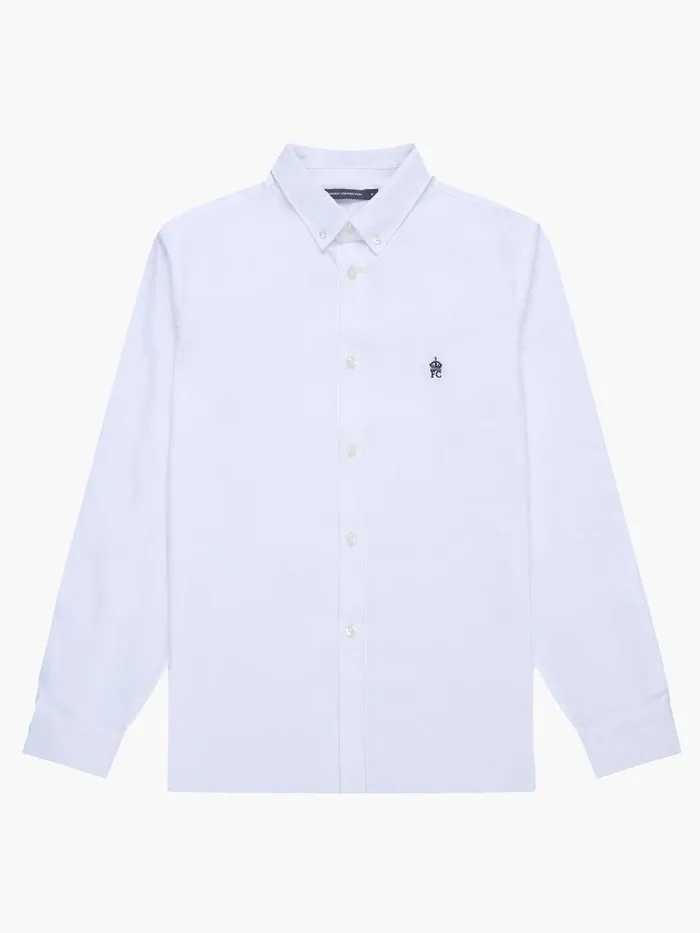 French Connection Shirts Man Oxford Long Sleeve Crown Shirt White