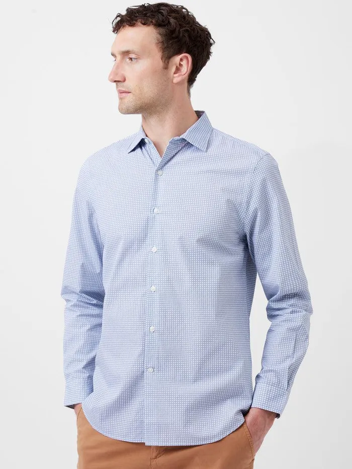 French Connection Shirts Man Regular Fit Classic Collar Geo Floral Shirt Lt Blue Print