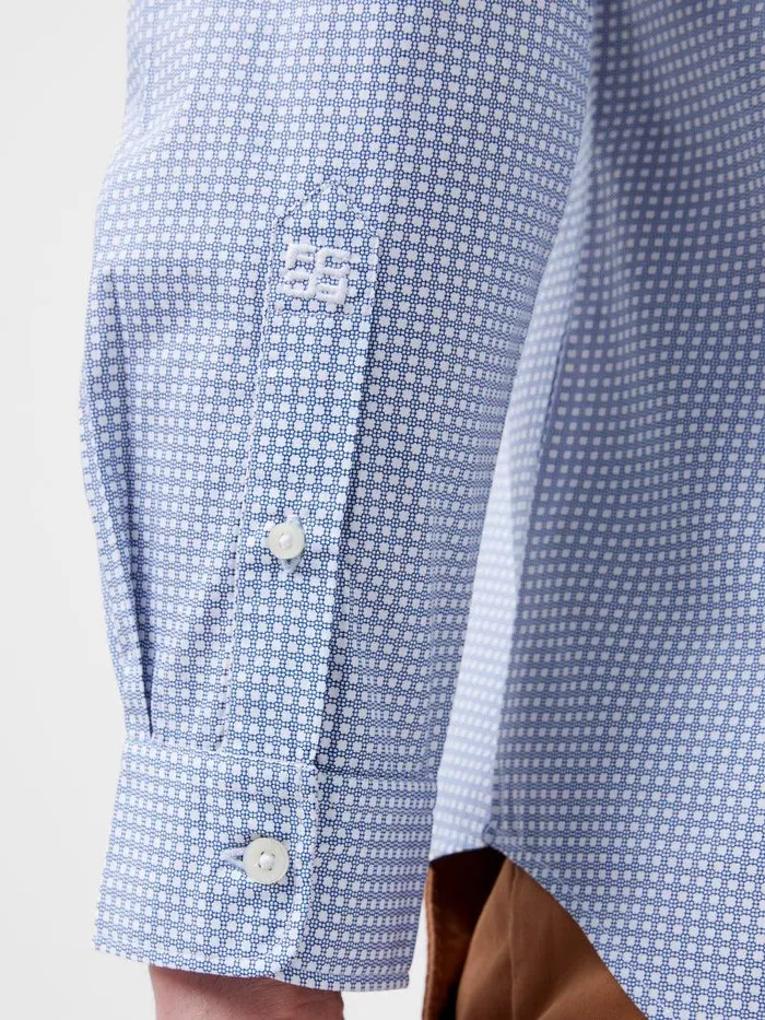 French Connection Shirts Man Regular Fit Classic Collar Geo Floral Shirt Lt Blue Print