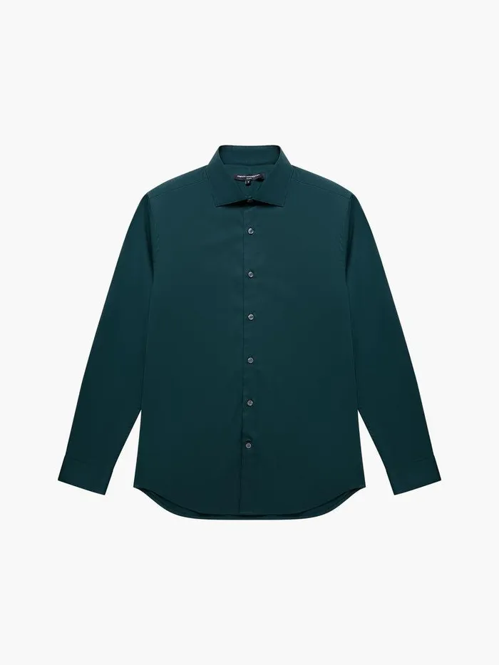 French Connection Shirts Man Slim Cutaway Collar Long Sleeve Shirt Dark Green