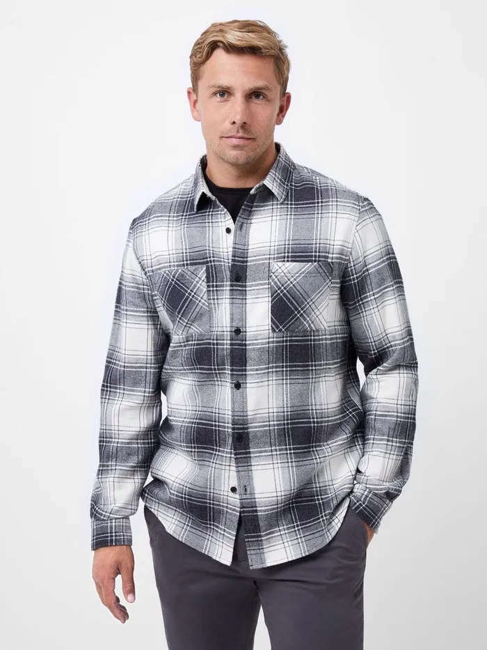 French Connection Shirts Man Two Pocket Flannel Shirt Black Check
