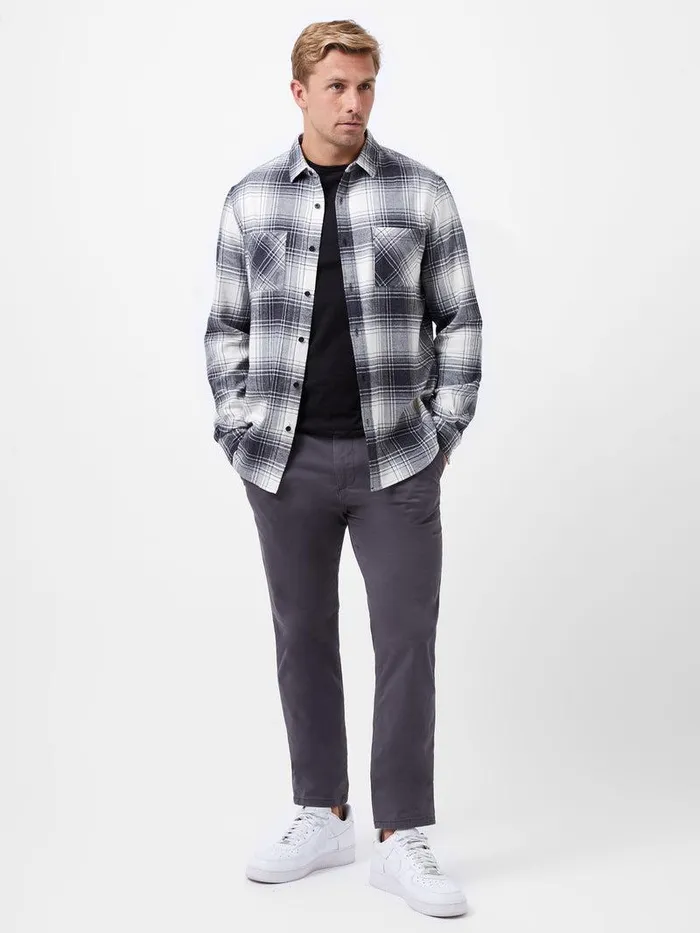 French Connection Shirts Man Two Pocket Flannel Shirt Black Check