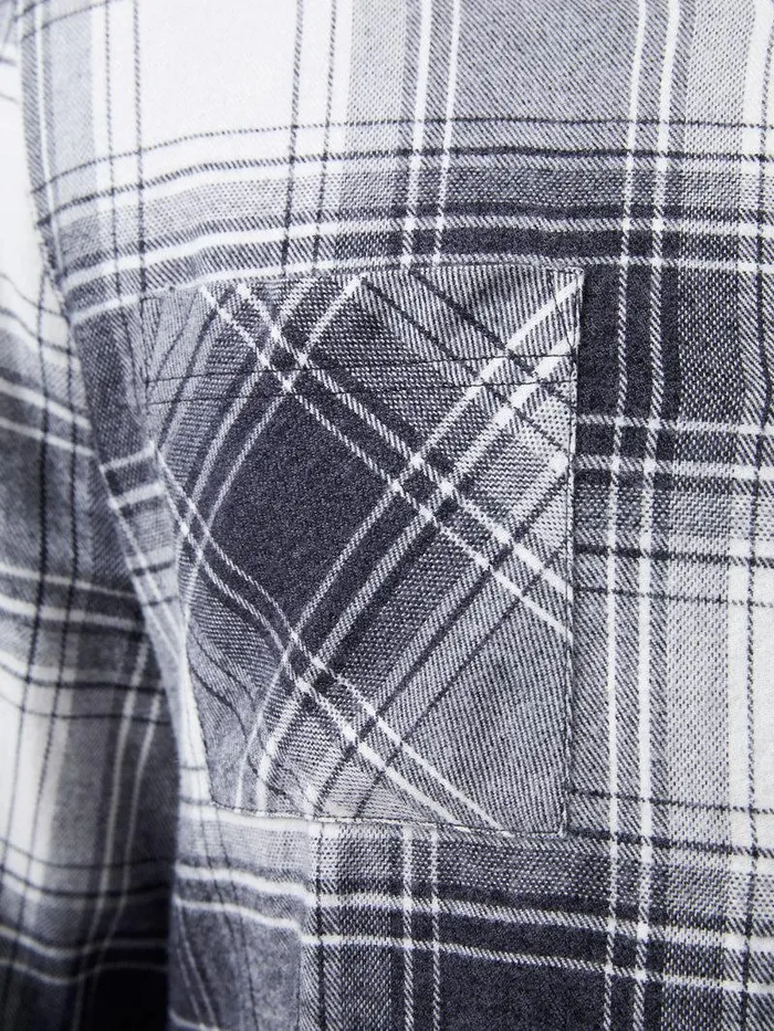 French Connection Shirts Man Two Pocket Flannel Shirt Black Check