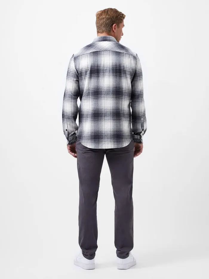 French Connection Shirts Man Two Pocket Flannel Shirt Black Check