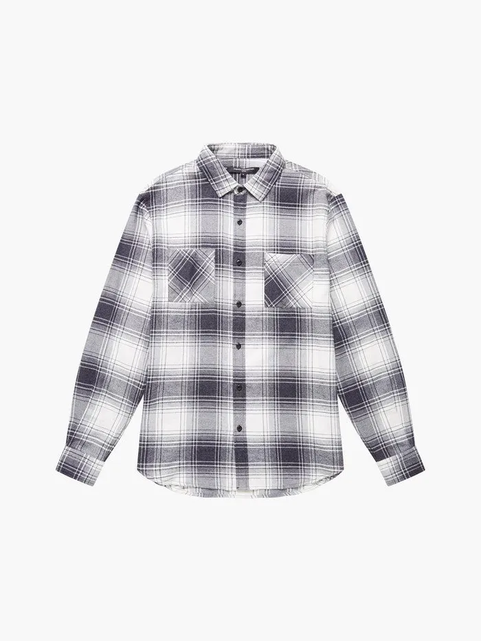 French Connection Shirts Man Two Pocket Flannel Shirt Black Check