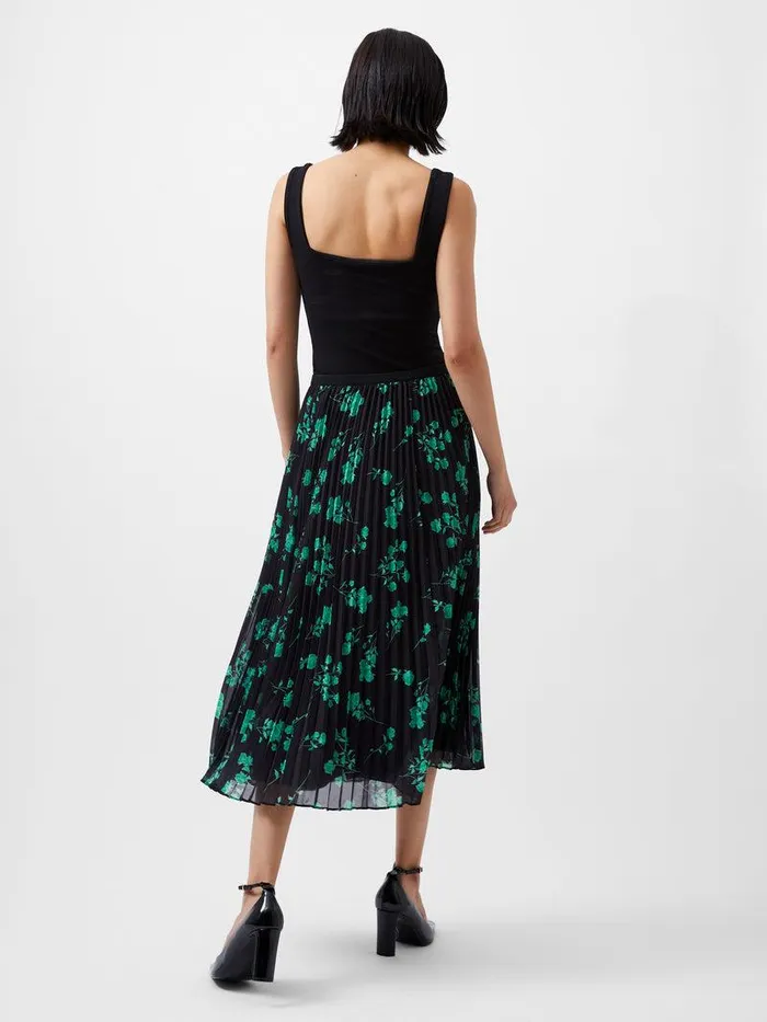 French Connection Skirts and Shorts Woman Alessandra Recycled Pleated Skirt Blackoutminted Grn