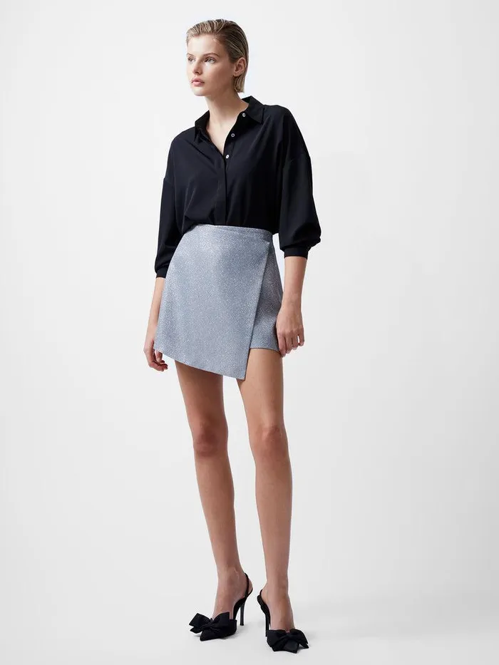 French Connection Skirts and Shorts Woman Cece Lurex Skort Silver