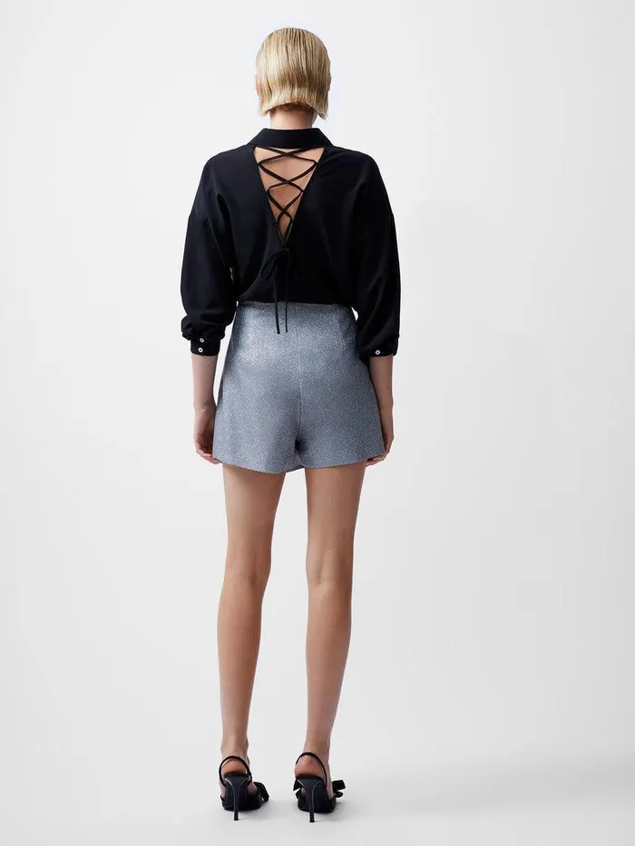 French Connection Skirts and Shorts Woman Cece Lurex Skort Silver