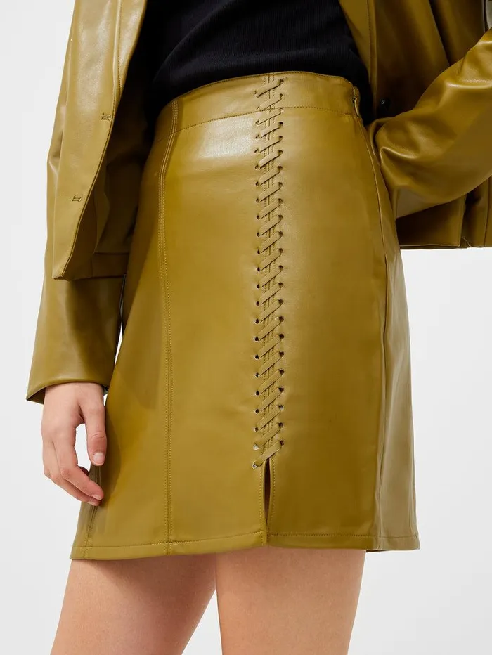 French Connection Skirts and Shorts Woman Crolenda Pu Mini Skirt Nutria
