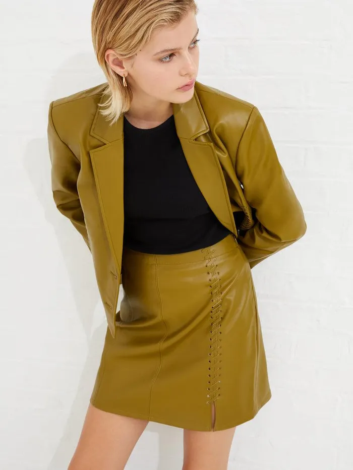 French Connection Skirts and Shorts Woman Crolenda Pu Mini Skirt Nutria