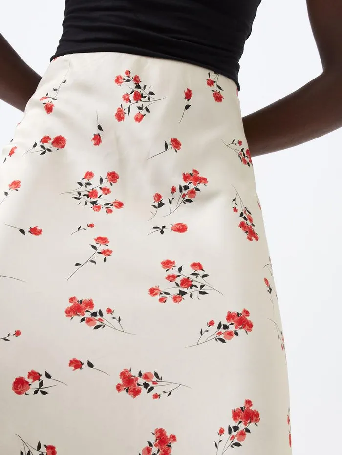 French Connection Skirts and Shorts Woman Floramour Ennis Eco Satin Maxi Skirt Classic Cream Multi