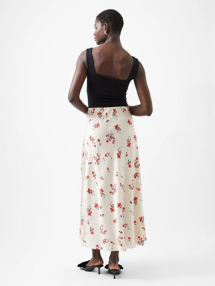 French Connection Skirts and Shorts Woman Floramour Ennis Eco Satin Maxi Skirt Classic Cream Multi
