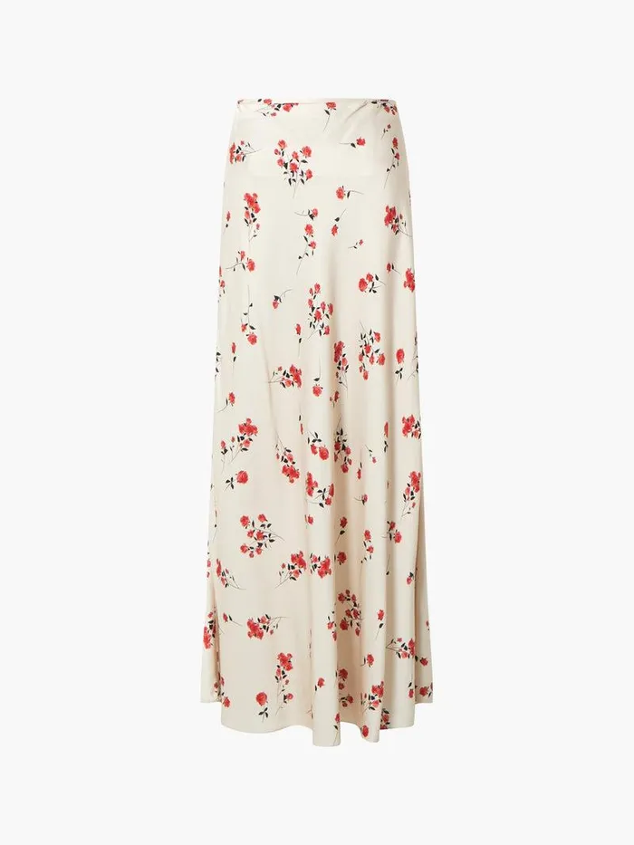 French Connection Skirts and Shorts Woman Floramour Ennis Eco Satin Maxi Skirt Classic Cream Multi