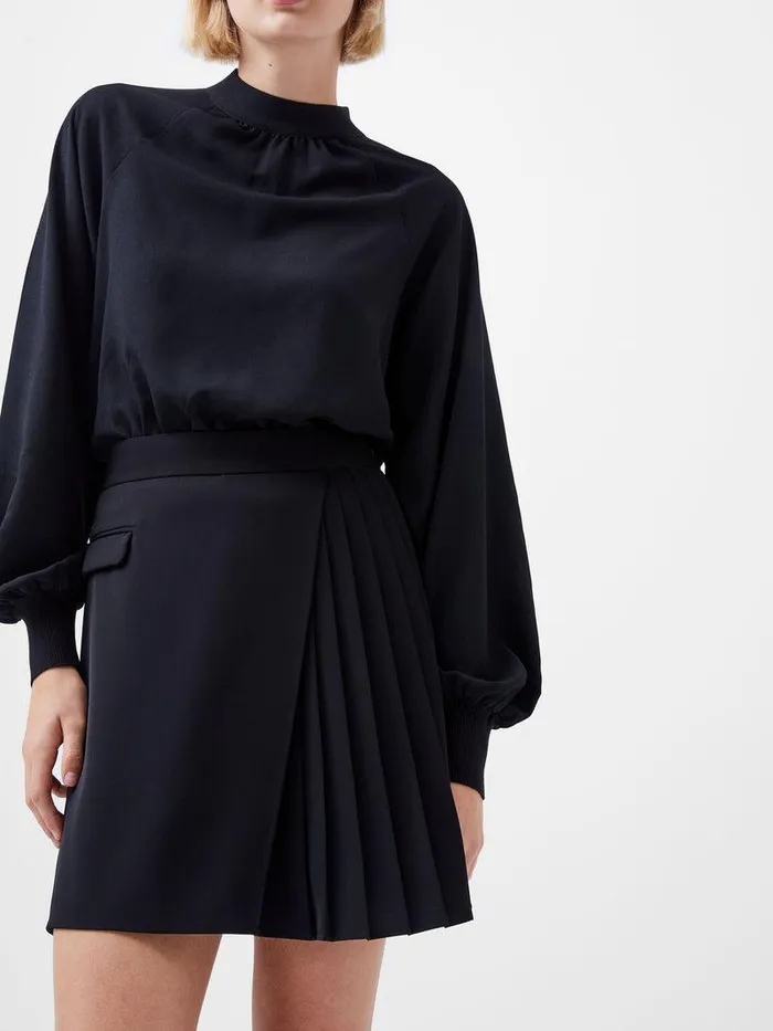 French Connection Skirts and Shorts Woman Harrie Suiting Pleated Mini Skirt Blackout