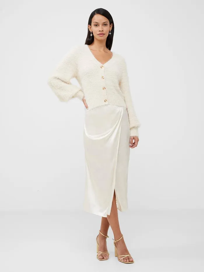 French Connection Skirts and Shorts Woman Inu Satin Wrap Midi Skirt Classic Cream