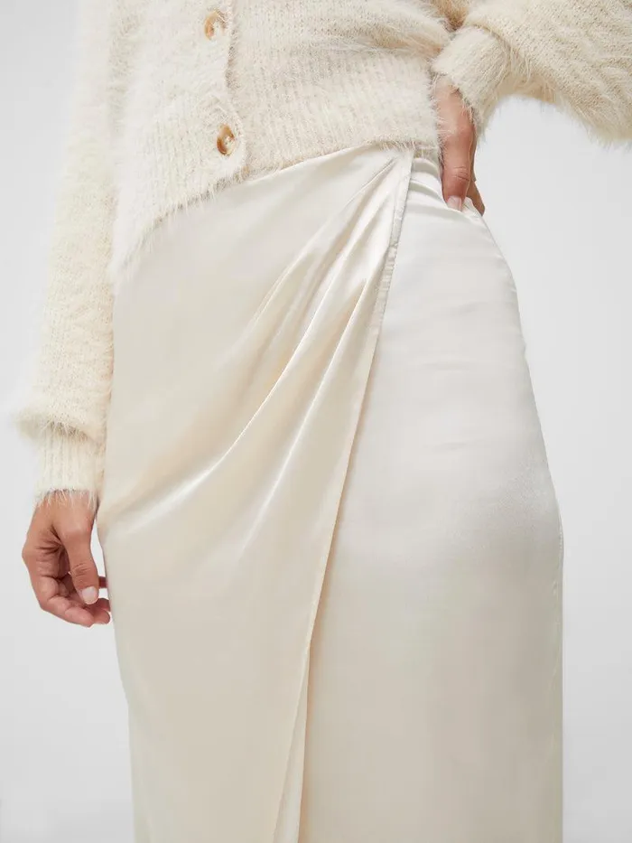 French Connection Skirts and Shorts Woman Inu Satin Wrap Midi Skirt Classic Cream
