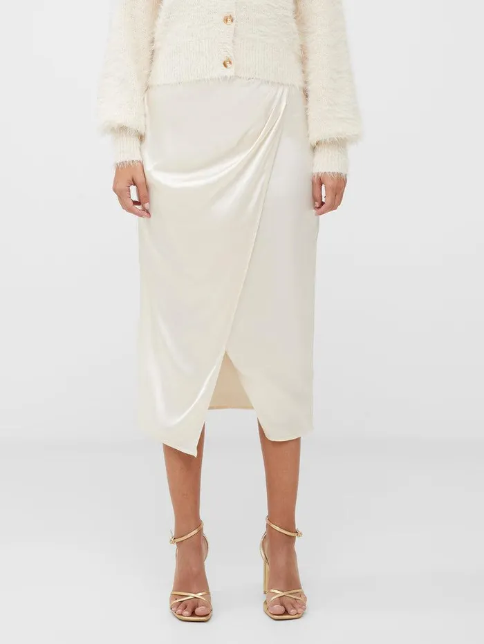 French Connection Skirts and Shorts Woman Inu Satin Wrap Midi Skirt Classic Cream
