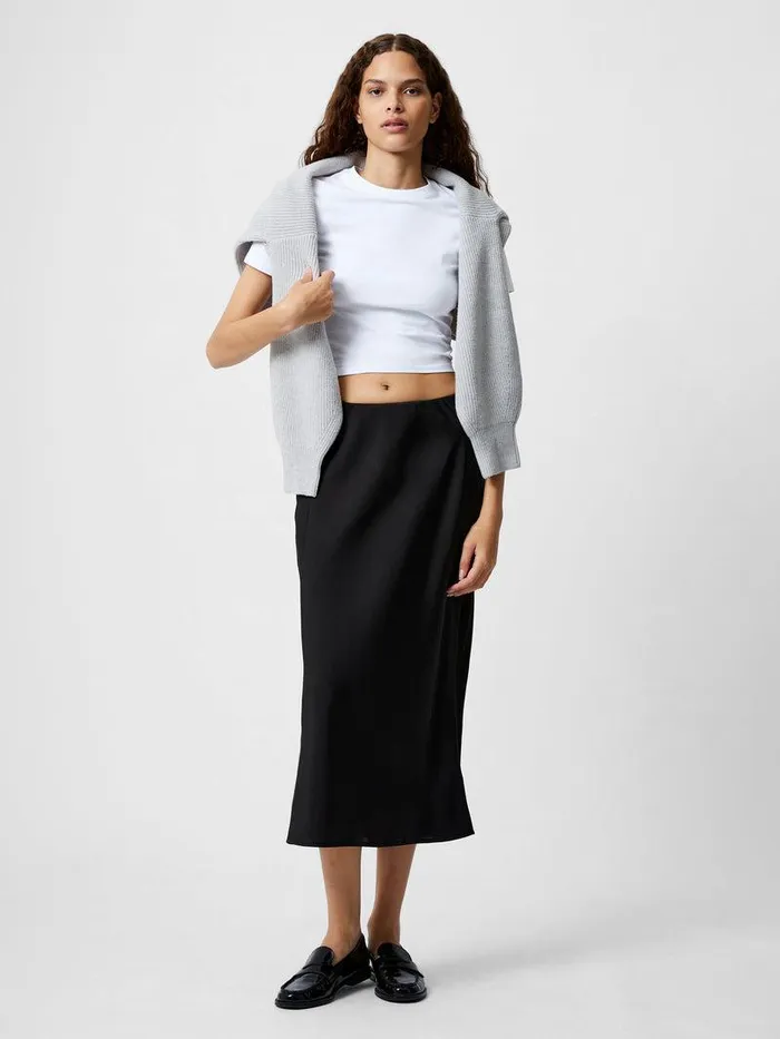 French Connection Skirts and Shorts Woman Satin Slip Midi Skirt Black