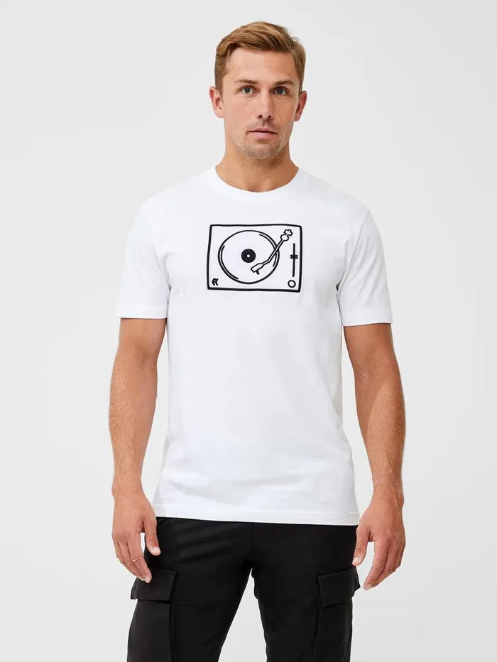 French Connection TShirts and Polo Shirts Man Deck Embroided Organic TShirt Linen White