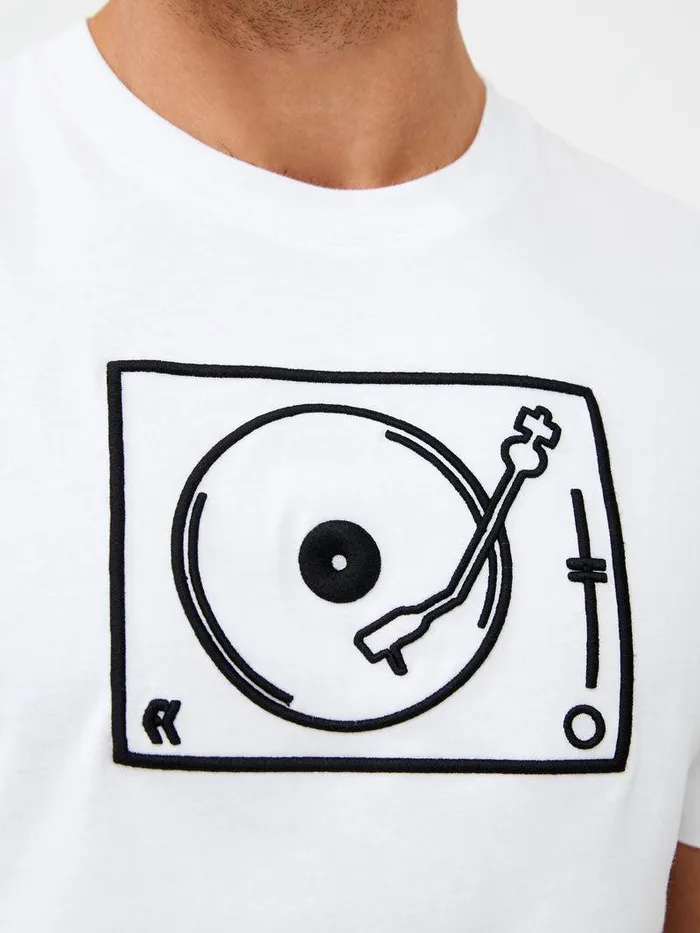 French Connection TShirts and Polo Shirts Man Deck Embroided Organic TShirt Linen White