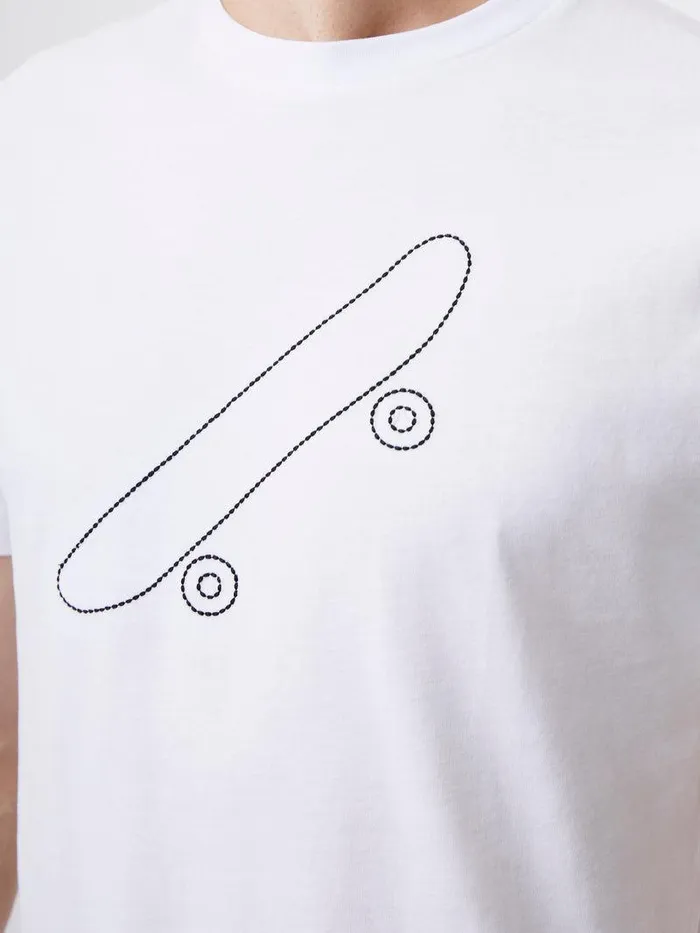 French Connection TShirts and Polo Shirts Man Embroidered Skateboard Graphic TShirt White