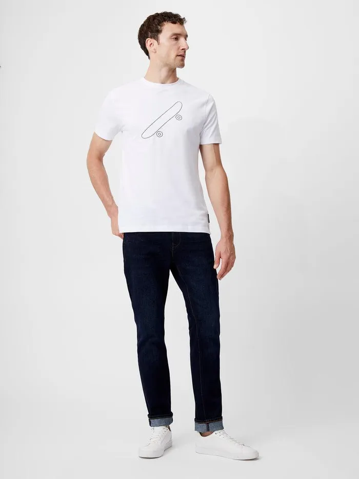 French Connection TShirts and Polo Shirts Man Embroidered Skateboard Graphic TShirt White