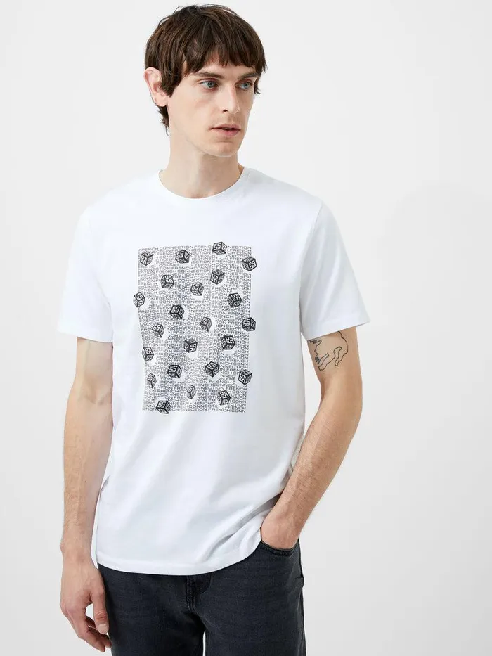 French Connection TShirts and Polo Shirts Man Mini Dice Organic Graphic TShirt White