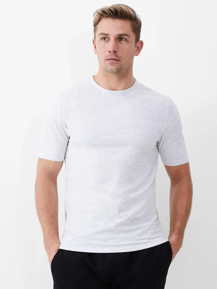 French Connection TShirts and Polo Shirts Man Short Sleeve Stretch TShirt Lt Grey Melange