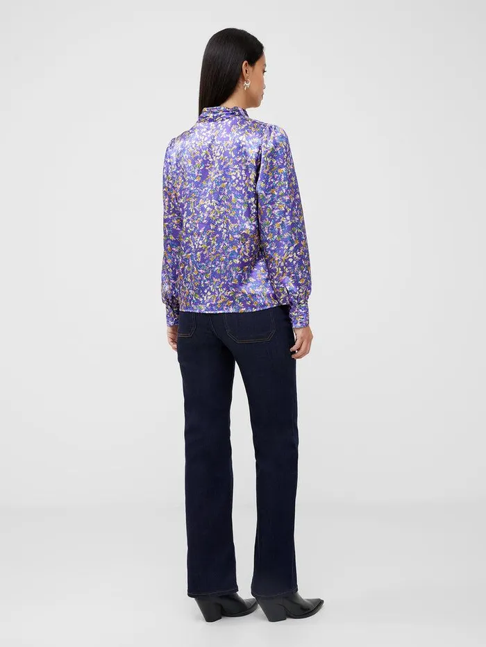 French Connection Tops Woman Amber Adora Satin Top Cobalt Violet