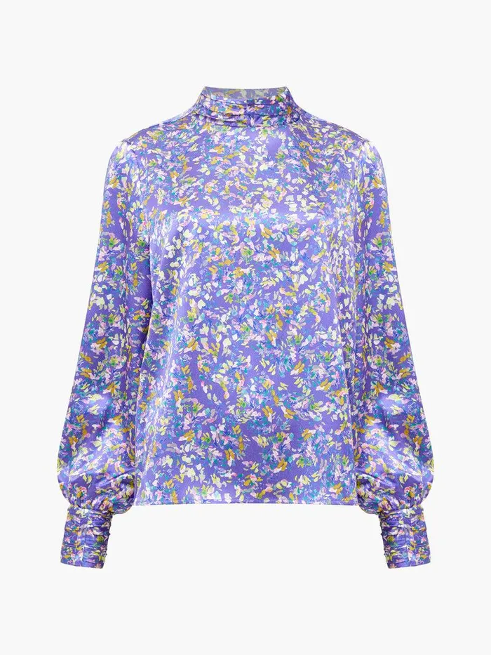 French Connection Tops Woman Amber Adora Satin Top Cobalt Violet