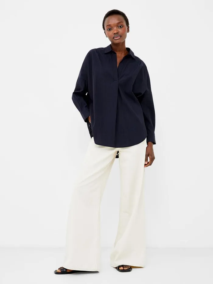 French Connection Tops Woman Appelona Broderie Anglaise Popover Shirt Blackout