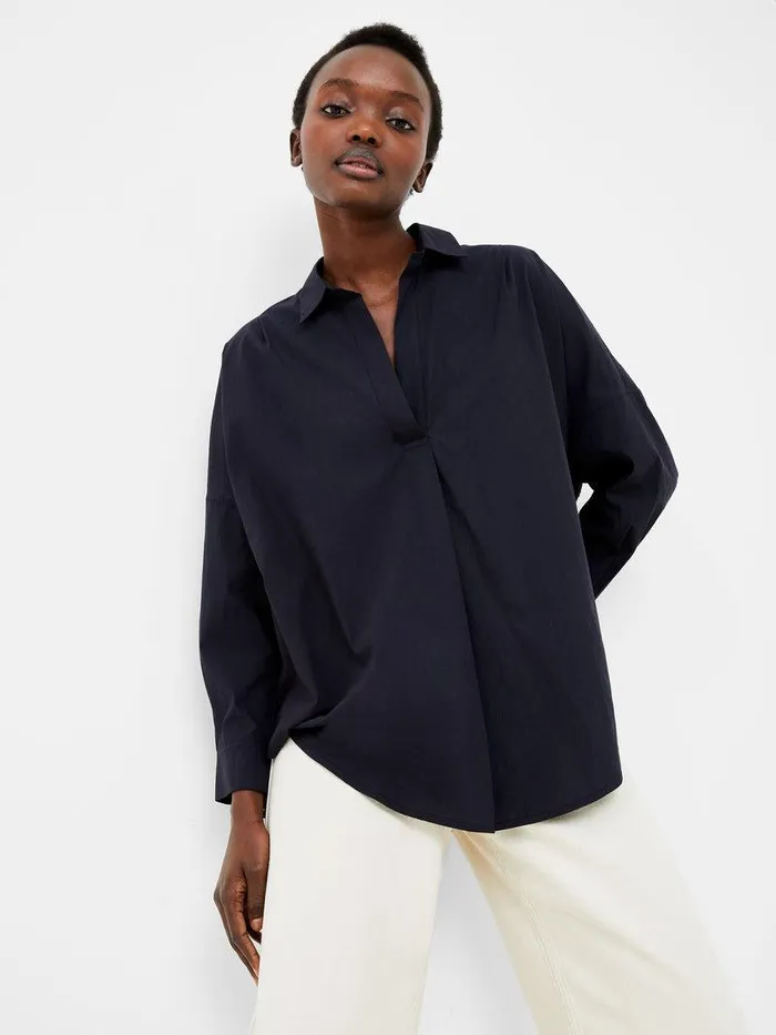 French Connection Tops Woman Appelona Broderie Anglaise Popover Shirt Blackout