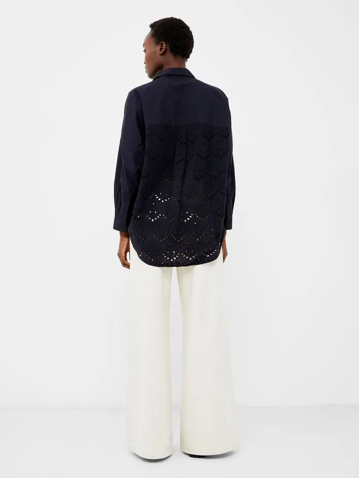 French Connection Tops Woman Appelona Broderie Anglaise Popover Shirt Blackout
