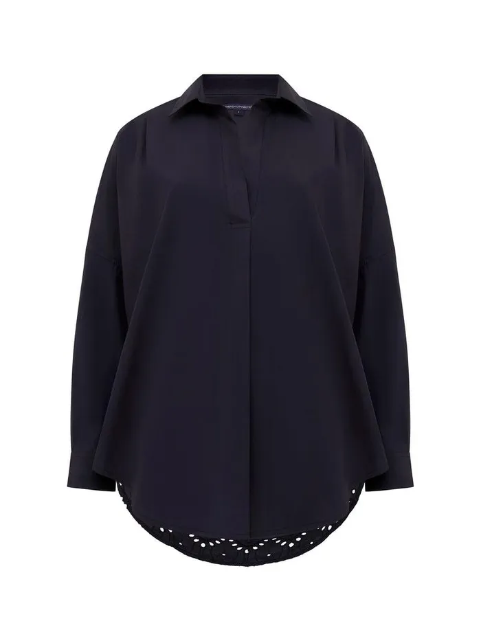 French Connection Tops Woman Appelona Broderie Anglaise Popover Shirt Blackout