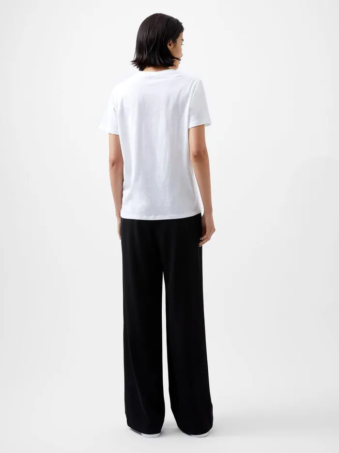 French Connection Tops Woman Bow Graphic TShirt Linen White