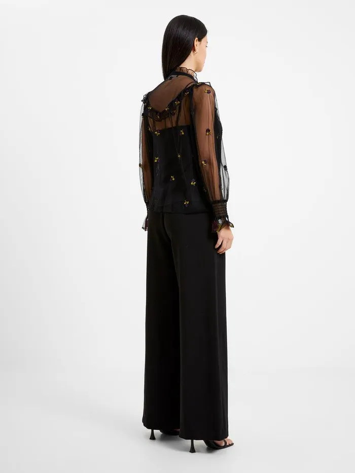 French Connection Tops Woman Camielle Embroidered Shirt Blackout