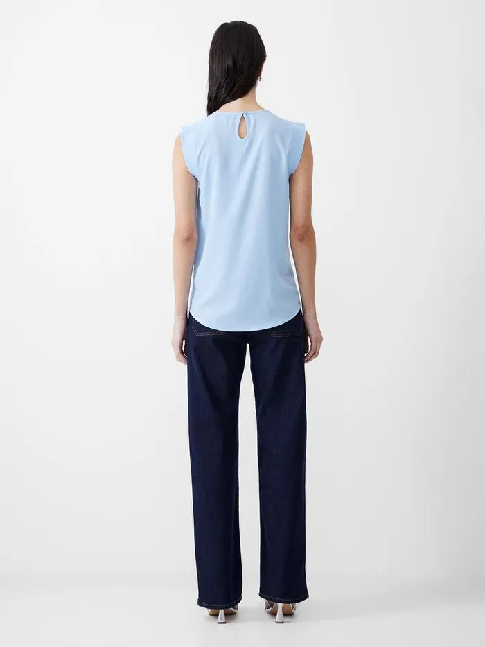 French Connection Tops Woman Cap Sleeve Crepe Light Tank Top Placid Blue