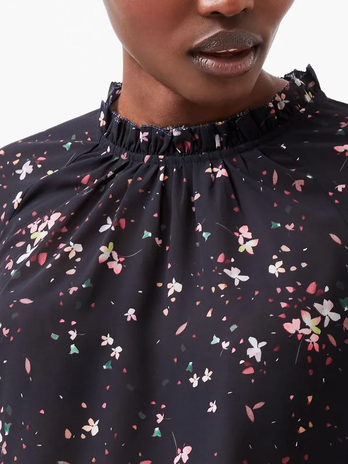 French Connection Tops Woman Carina Georgette Frill High Neck Top Blackout Multi