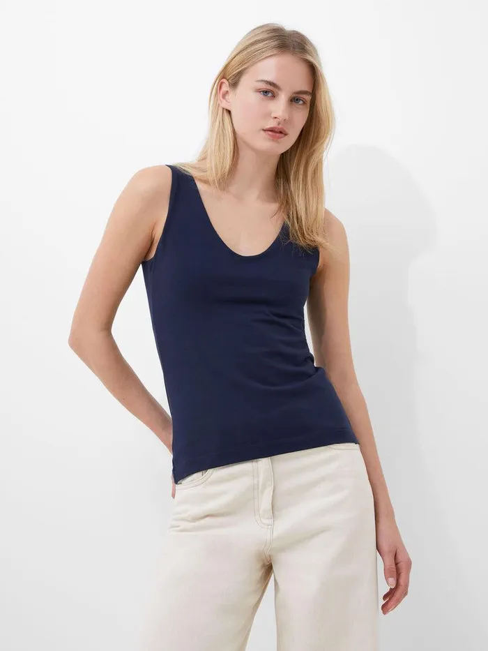 French Connection Tops Woman Cotton Organic Stretch Tank Top Classic Navy