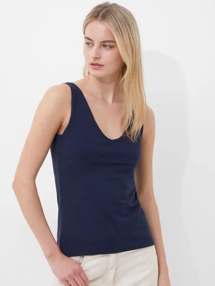 French Connection Tops Woman Cotton Organic Stretch Tank Top Classic Navy