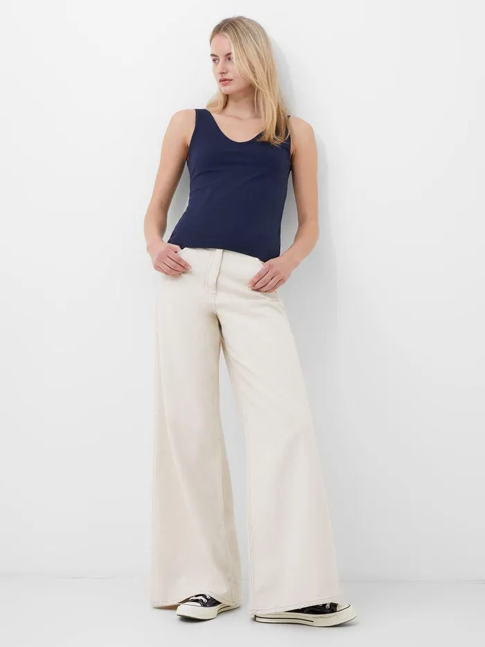 French Connection Tops Woman Cotton Organic Stretch Tank Top Classic Navy