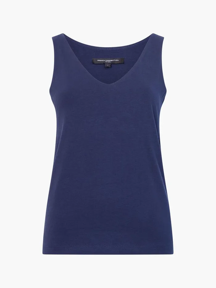 French Connection Tops Woman Cotton Organic Stretch Tank Top Classic Navy