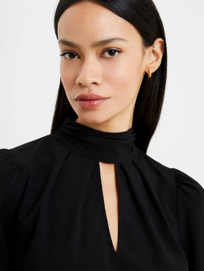 French Connection Tops Woman Crepe Light High Neck Long Sleeve Top Black