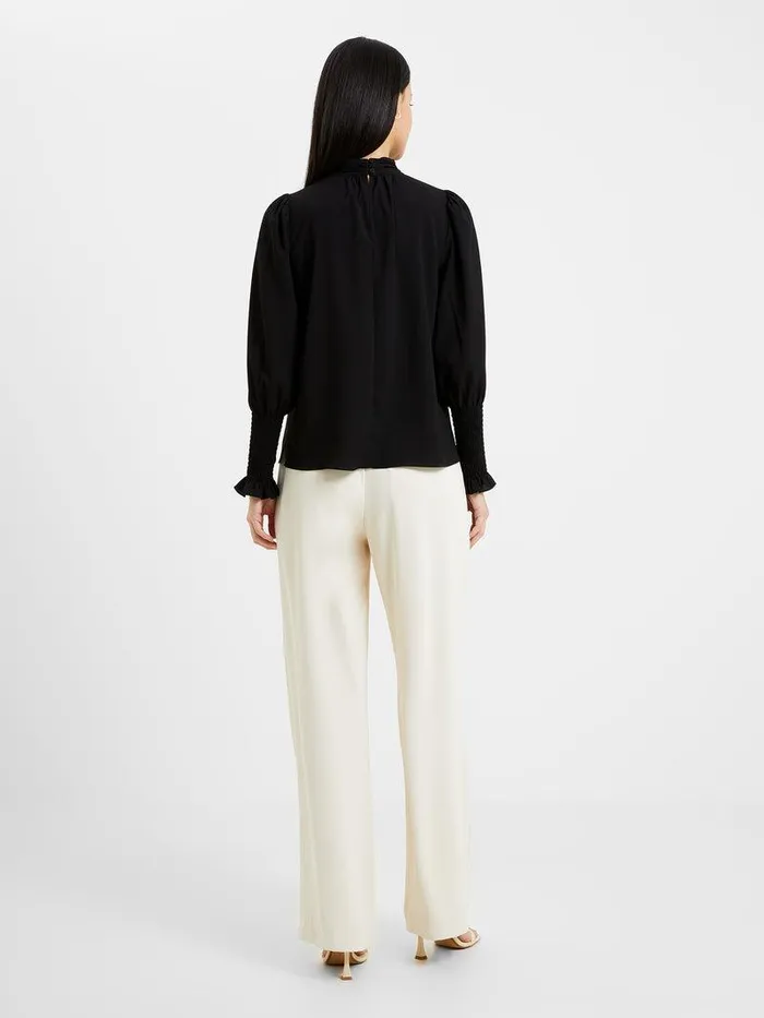 French Connection Tops Woman Crepe Light High Neck Long Sleeve Top Black