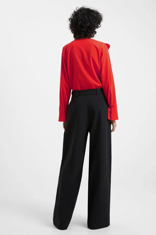 French Connection Tops Woman Crepe Light Recycled Asymmetric Frill Shirt Warm Red
